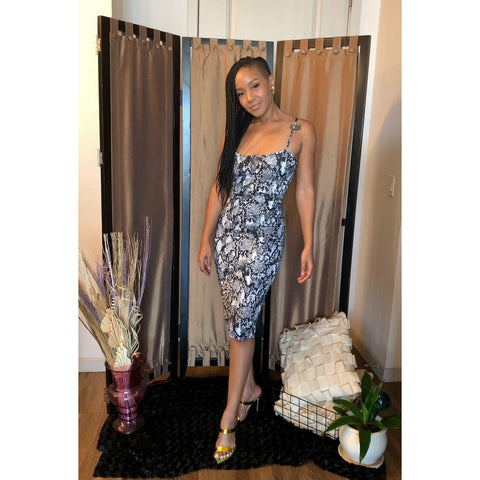 Snake Skin Ruched Dress