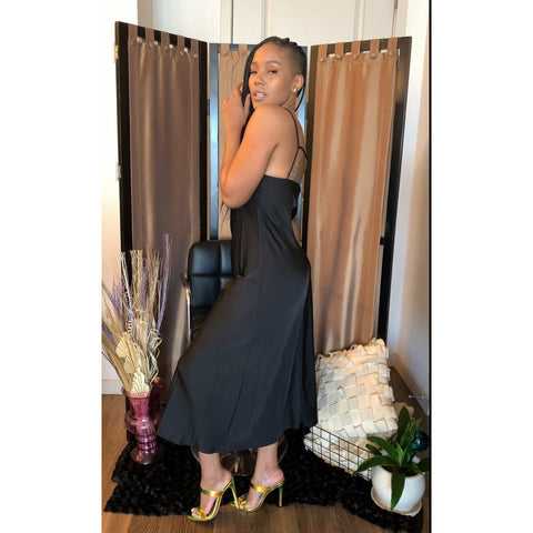 Black Silk Spaghetti Dress